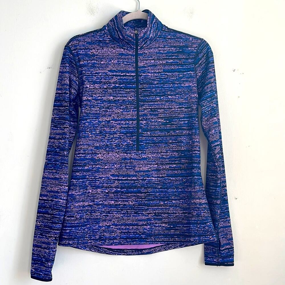 Nike Pro Dri Fit 1/4 zip athletic athleisure long sleeve mock neck top sz M